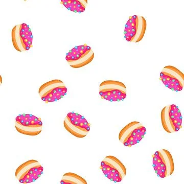 Pattern hanukkah sufganiyah donut with pink icing and sprinkles Stock Illustration