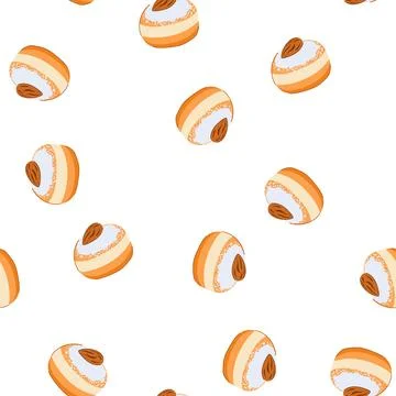 Pattern hanukkah sufganiyot doughnut with powdered sugar and almond Stock Illustration