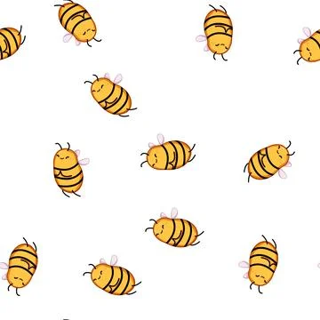 Pattern happy bee character cartoon vector 스톡 일러스트