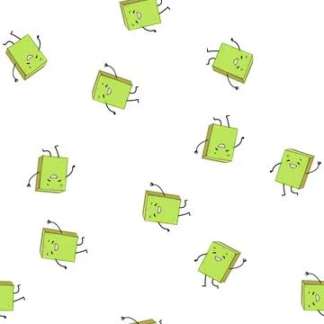 Pattern happy book character cartoon vector Illustrazione stock