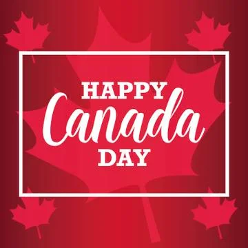 Pattern of happy canada day with maple leafs Stock Illustration