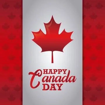 Pattern of happy canada day with maple leafs 스톡 일러스트