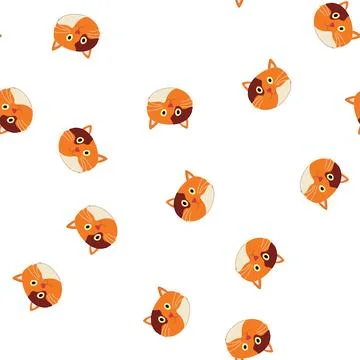 Pattern happy cat face cartoon vector Stock Illustration
