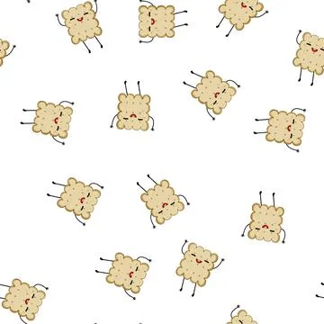 Pattern happy cookie character cartoon vector Stock Illustration