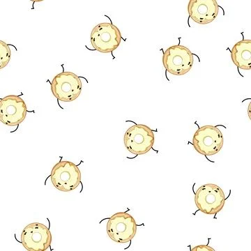 Pattern happy donut character cartoon vector Stock Illustration