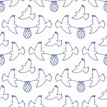 Pattern Happy Easter Bird egg Festive Holiday Stock Illustration
