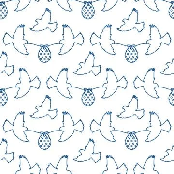 Pattern Happy Easter Bird egg Festive Holiday Stock Illustration