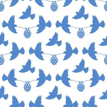 Pattern Happy Easter Bird egg Festive Holiday Stock Illustration