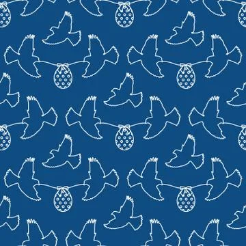 Pattern Happy Easter Bird egg Festive Holiday Stock Illustration