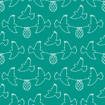 Pattern Happy Easter Bird egg Festive Holiday Stock Illustration