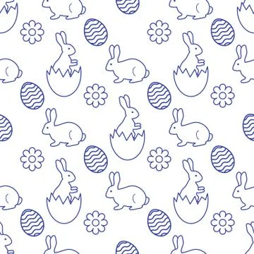 Pattern Happy Easter Bunny egg Festive Holiday イラスト素材