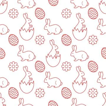 Pattern Happy Easter Bunny egg Festive Holiday Stockillustratie