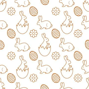 Pattern Happy Easter Bunny egg Festive Holiday Stockillustratie