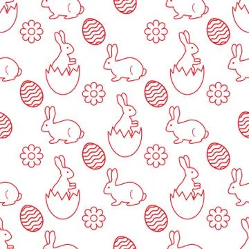 Pattern Happy Easter Bunny egg Festive Holiday イラスト素材