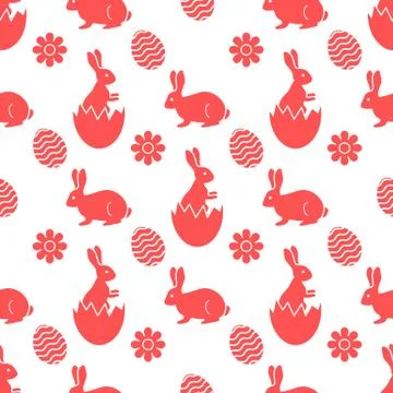 Pattern Happy Easter Bunny egg Festive Holiday イラスト素材