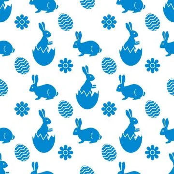 Pattern Happy Easter Bunny egg Festive Holiday イラスト素材