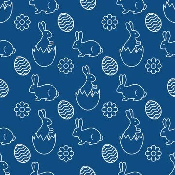 Pattern Happy Easter Bunny egg Festive Holiday Stockillustratie