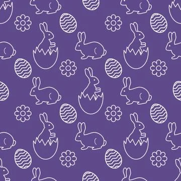 Pattern Happy Easter Bunny egg Festive Holiday Stockillustratie