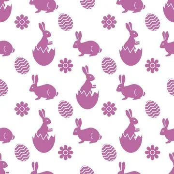 Pattern Happy Easter Bunny egg Festive Holiday Stockillustratie