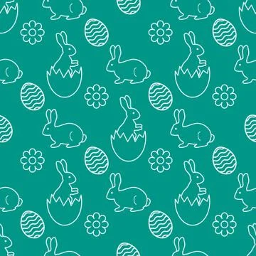 Pattern Happy Easter Bunny egg Festive Holiday イラスト素材