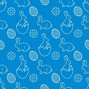 Pattern Happy Easter Bunny egg Festive Holiday イラスト素材