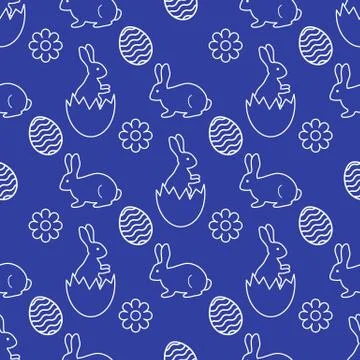 Pattern Happy Easter Bunny egg Festive Holiday イラスト素材