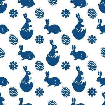 Pattern Happy Easter Bunny egg Festive Holiday Illustrazione stock