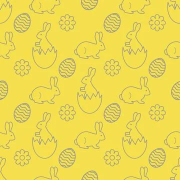 Pattern Happy Easter Bunny egg Festive Holiday イラスト素材