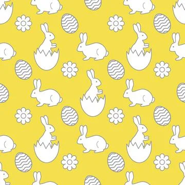 Pattern Happy Easter Bunny egg Festive Holiday Stockillustratie