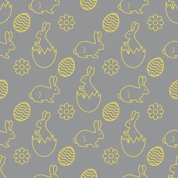 Pattern Happy Easter Bunny egg Festive Holiday イラスト素材
