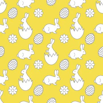 Pattern Happy Easter Bunny egg Festive Holiday Stockillustratie