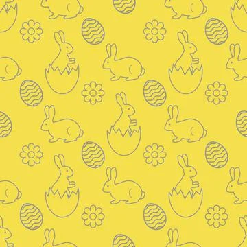 Pattern Happy Easter Bunny egg Festive Holiday Stockillustratie