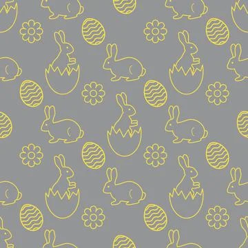 Pattern Happy Easter Bunny egg Festive Holiday イラスト素材