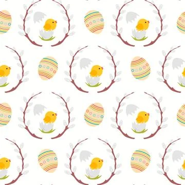 Pattern Happy Easter Egg Chick Festive Holiday Illustrazione stock