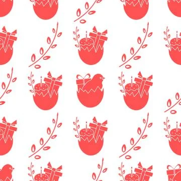 Pattern Happy Easter egg Gift Cake Festive Holiday Stockillustratie