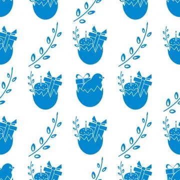 Pattern Happy Easter egg Gift Cake Festive Holiday Stock Illustration