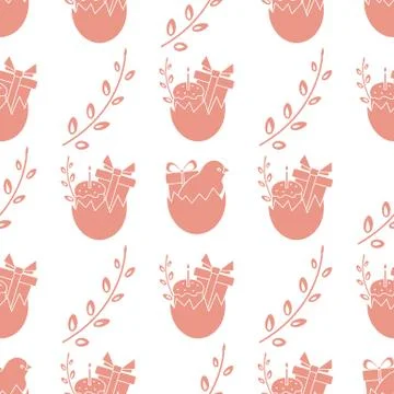 Pattern Happy Easter egg Gift Cake Festive Holiday Stockillustratie
