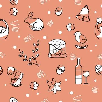 Pattern Happy Easter Holiday Festive Egg Religion Stock Illustration