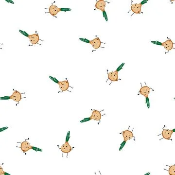 Pattern happy fruit vegetable character cartoon vector Stock Illustration
