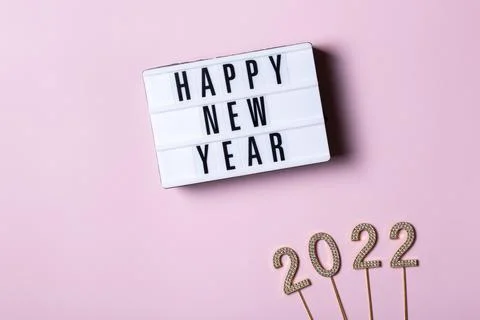 Pattern of Happy New Year greeting card, 2022 Stock Photos