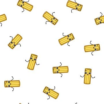 Pattern happy pasta character cartoon vector Stock Illustration