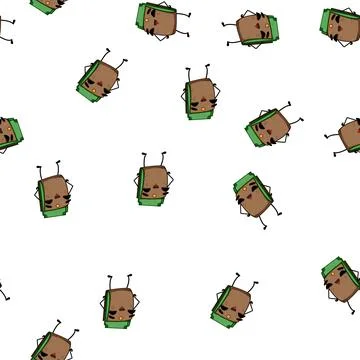 Pattern happy purse character cartoon vector Illustrazione stock