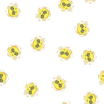 Pattern happy sun character cartoon vector Illustrazione stock