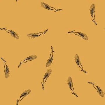 Pattern harvest barley sketch hand drawn Stock Illustration
