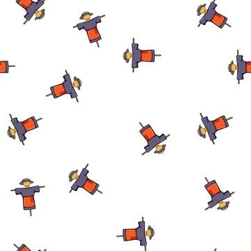 Pattern harvest scarecrow cartoon vector Stock Illustration
