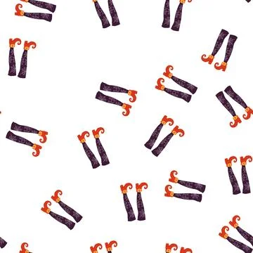 Pattern hat witch legs cartoon vector Stock Illustration