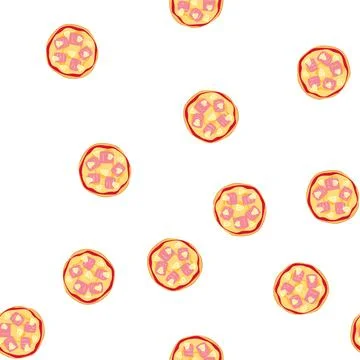 Pattern hawaiian pizza with ham and pineapple vector Stock Illustration