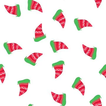 Pattern head elf santa hat cartoon vector Stock Illustration