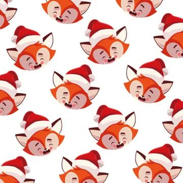 Pattern of head of fox with hat in white background Stockillustratie