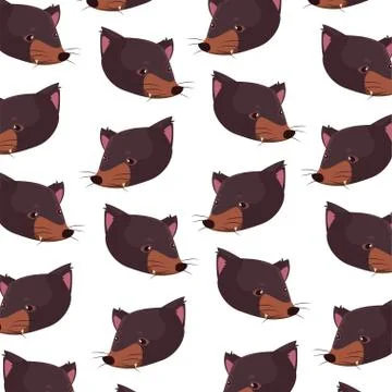 Pattern head of tasmanian devil on white background Stock Illustration